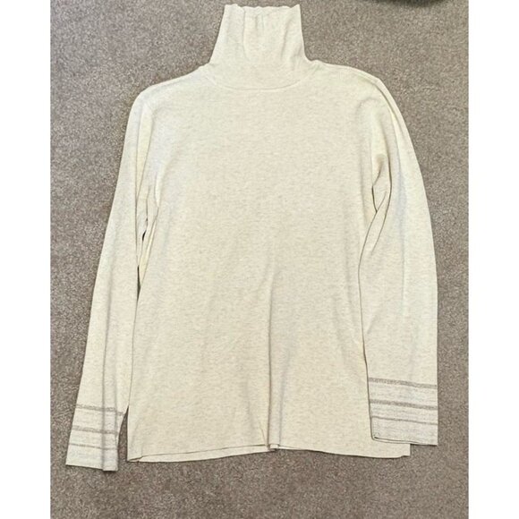 Chicos Women’s 2 Cozy Turtleneck Pullover Long Sleeve Light Sweater Ivory Tan - Picture 1 of 5